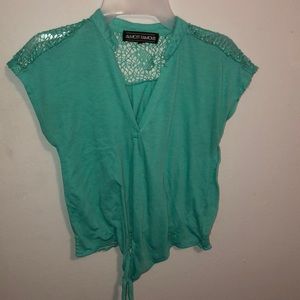 mint lace blouse!